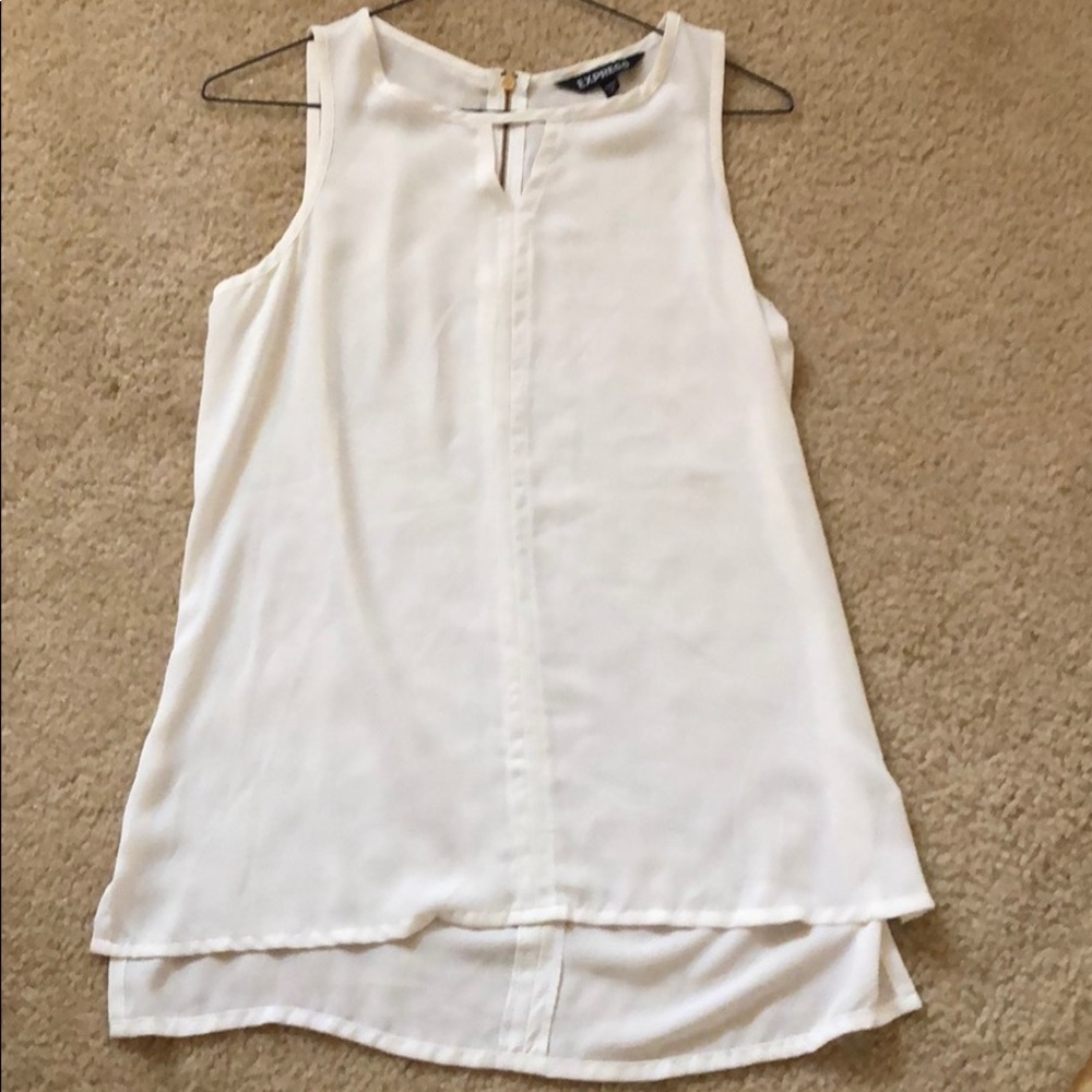 EXPRESS White Sheer Sleeveless Top
